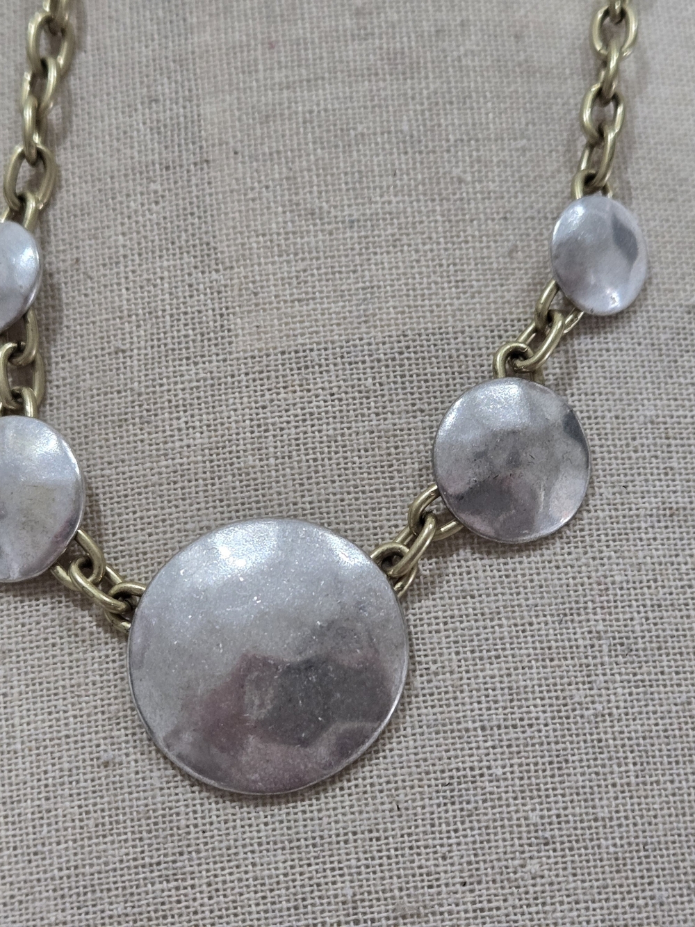 Lucky Brand Silver and Gold-Tone Disc Necklace